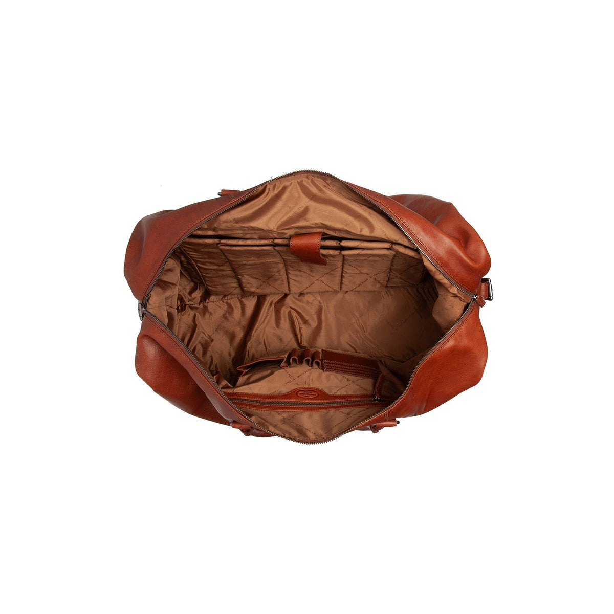 
Solid Antique Brass Hardware & Heavy-Duty Dual Zipper Detail on Cavoli حقيبة سفر جلدية عطلة نهاية الأسبوع