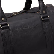 Solid Antique Brass Hardware &amp; Heavy-Duty Dual Zipper Detail on Perth Full-Grain Leather Weekender Bag نسائي