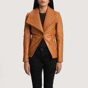 
Lee بيج تان بني بليزر جلد رسمي نسائي in Tan Brown Sheepskin Leather - عرض أمامي وقَصّة مفصلة أنيقة | شراء أونلاين عبر المتجر الرسمي