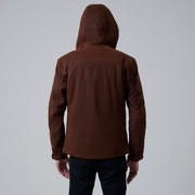 Close-Up Detail of Hooded & Zipper with placket Hardware on Marlo Brown Canvas Hooded Work Jacket For Men