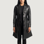 
Moonlight أسود معطف ترنش جلد نسائي in Black Sheepskin Leather - عرض أمامي وقَصّة مفصلة أنيقة | شراء أونلاين عبر المتجر الرسمي