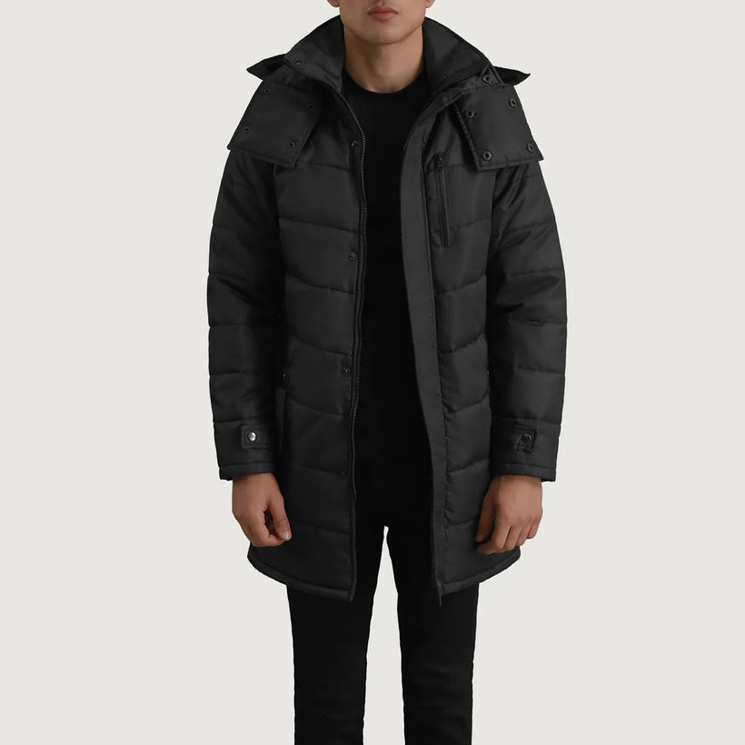 Moore أسود Hooded Parka رجالي