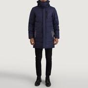 
Moore أزرق Hooded Parka رجالي - عرض جانبي يوضح قَصّة الأكمام المريحة