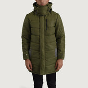 
تفاصيل مقربة of Classic Collar & Zipper With Snap Button Placket Hardware on Moore أخضر Hooded Parka رجالي