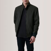 Morrison Olive Canvas جاكيت بومبر جلد رجالي For Men in Olive Waxed Cotton Canvas - Front Profile View &amp; Tailored Silhouette | Buy Online