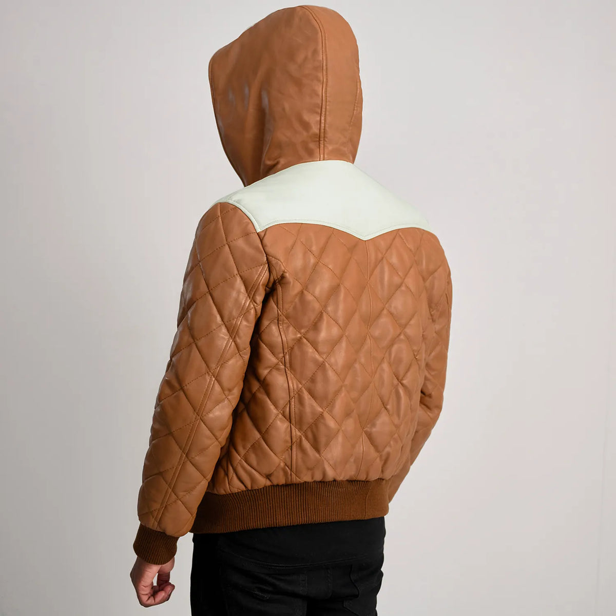Norman جاكيت جلد بيج Puffer جاكيت جلد رجالي – alternate product view 5