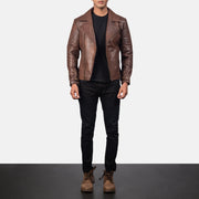 Raiden جاكيت بايكر جلد رجالي – alternate product view 4