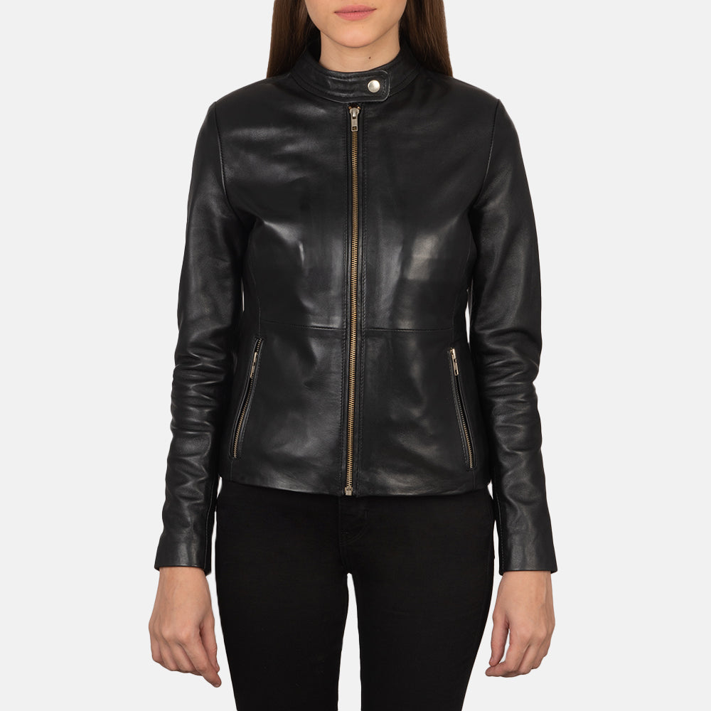 
تفاصيل حرفية لصنع الحاشية في Rave Brown Leather Biker Jacket