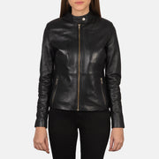 
تفاصيل حرفية لصنع الحاشية في Rave Brown Leather Biker Jacket