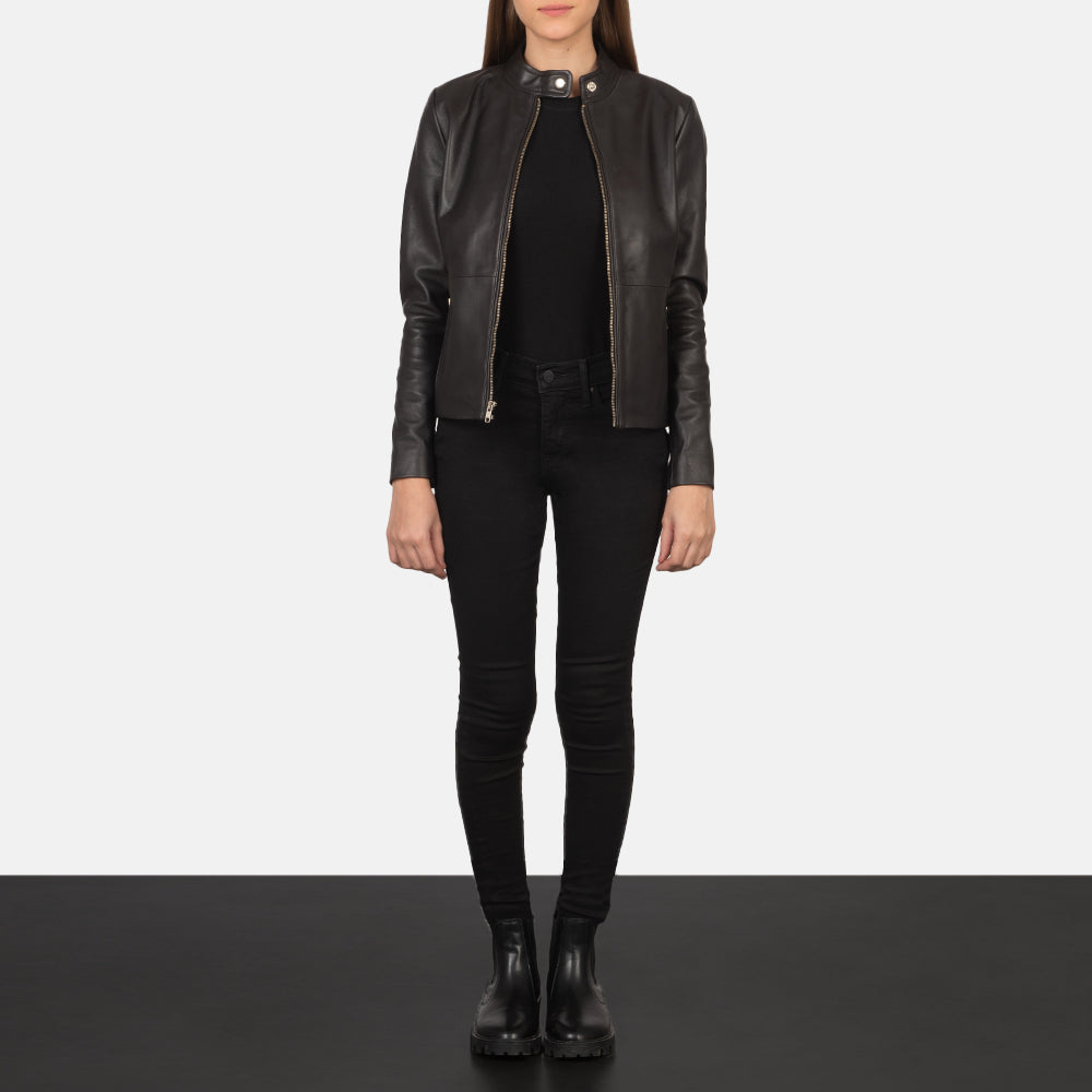 
Rave Brown Leather Biker Jacket - عرض جانبي يوضح قَصّة الأكمام المريحة