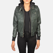 Roslyn Hooded جاكيت بومبر جلد نسائي – alternate product view 1