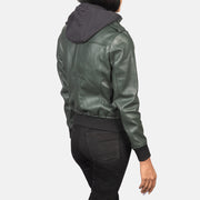 Roslyn Hooded جاكيت بومبر جلد نسائي – alternate product view 5