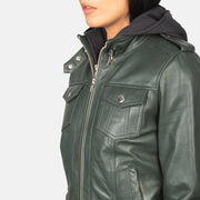 Roslyn Hooded جاكيت بومبر جلد نسائي – alternate product view 6