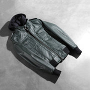 Roslyn Hooded جاكيت بومبر جلد نسائي – alternate product view 7