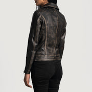 
Rumy عنابي جاكيت بايكر جلد طبيعي نسائي – alternate product view 5