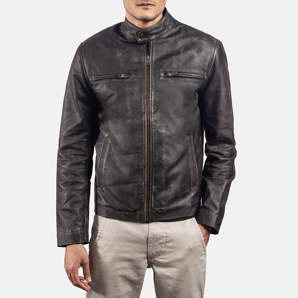 Rustic جاكيت بايكر جلد رجالي – alternate product view 3