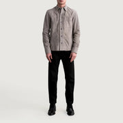 
تفاصيل مقربة of Shirt & Buttons Hardware on Scout Grey Suede Leather Shirt رجالي رجالي