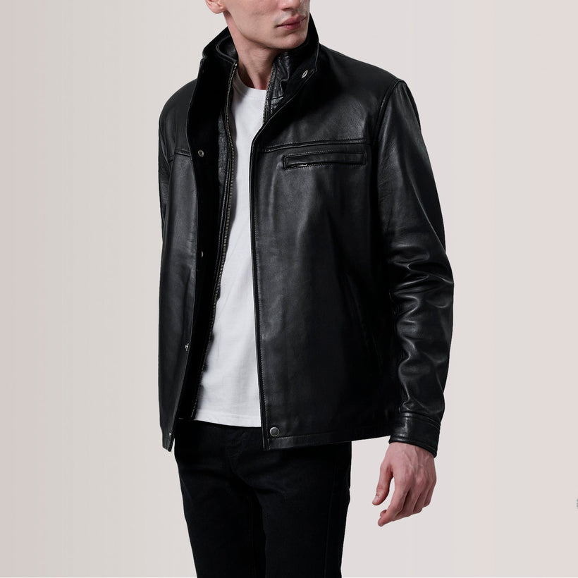 Sean أسود Leather Classic جاكيت جلد رجالي