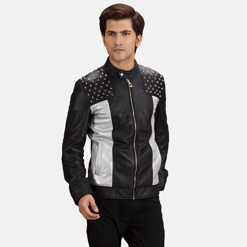 Shapron Studded جاكيت بايكر جلد رجالي