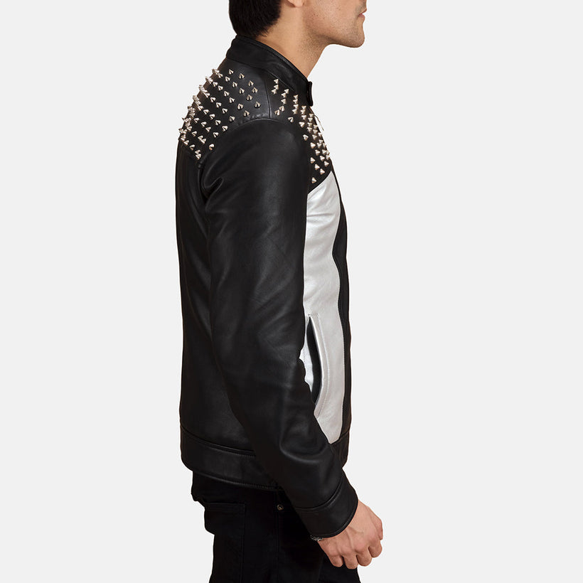 Shapron Studded جاكيت بايكر جلد رجالي
