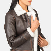 Sherilyn B-3 أسود جاكيت بومبر جلد نسائي – alternate product view 6