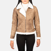 Sherilyn B-3 أسود جاكيت بومبر جلد نسائي – alternate product view 1