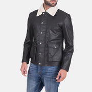 
Snow Cole أسود جاكيت جلد رجالي in Black Goatskin Leather - عرض أمامي وقَصّة مفصلة أنيقة | شراء أونلاين عبر المتجر الرسمي