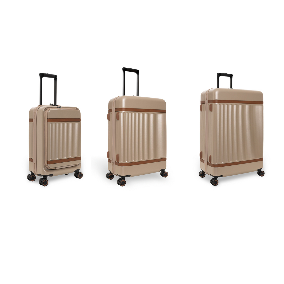Hand Luggage Suitcase Front Pocket Zuna in Classic 100% Full-Grain Leather - Front Profile View &amp; Tailored Silhouette | Buy Online