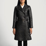 
Sweet Susan أسود معطف ترنش جلد نسائي in Black Sheepskin Leather - عرض أمامي وقَصّة مفصلة أنيقة | شراء أونلاين عبر المتجر الرسمي