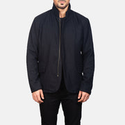 Men's Thomas أسود Wool جاكيت جلد رجالي in Black Synthetic Wool - Front Profile View &amp; Tailored Silhouette | Buy Online