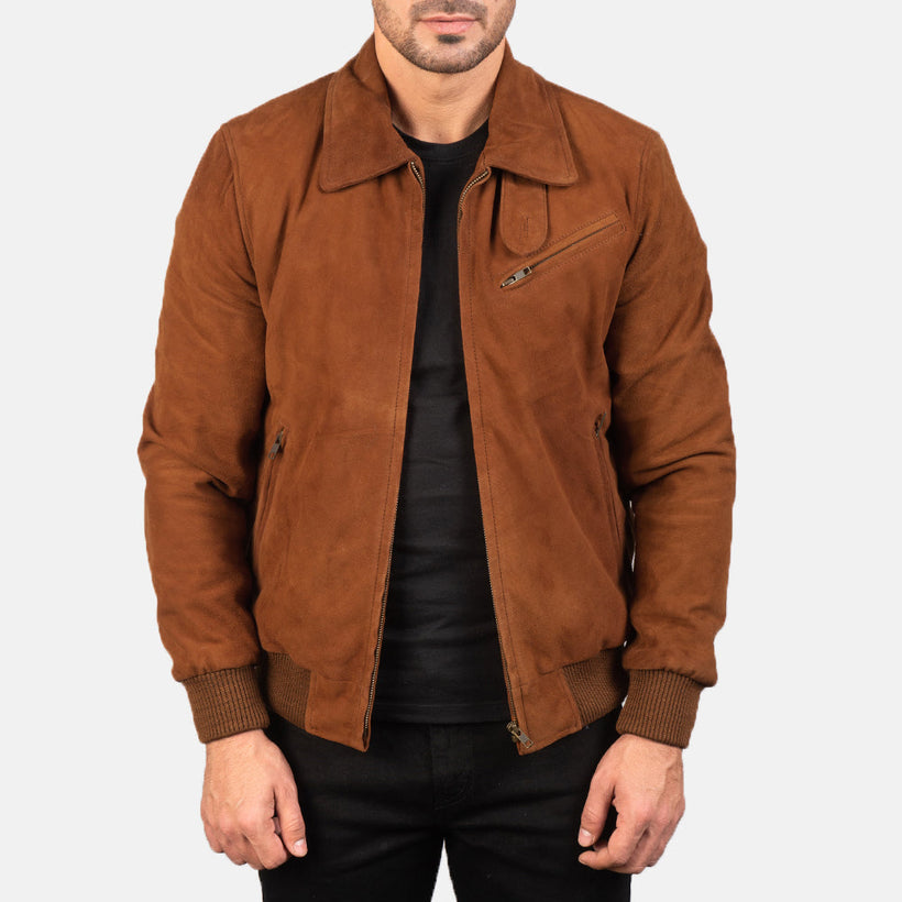 Tomchi بيج Suede جاكيت جلد رجالي