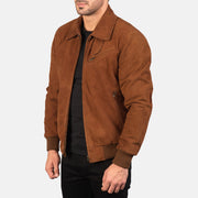Brown Goatskin suede Jacket - Back View Showing Tailored Shoulder Fit &amp; Clean Hemline