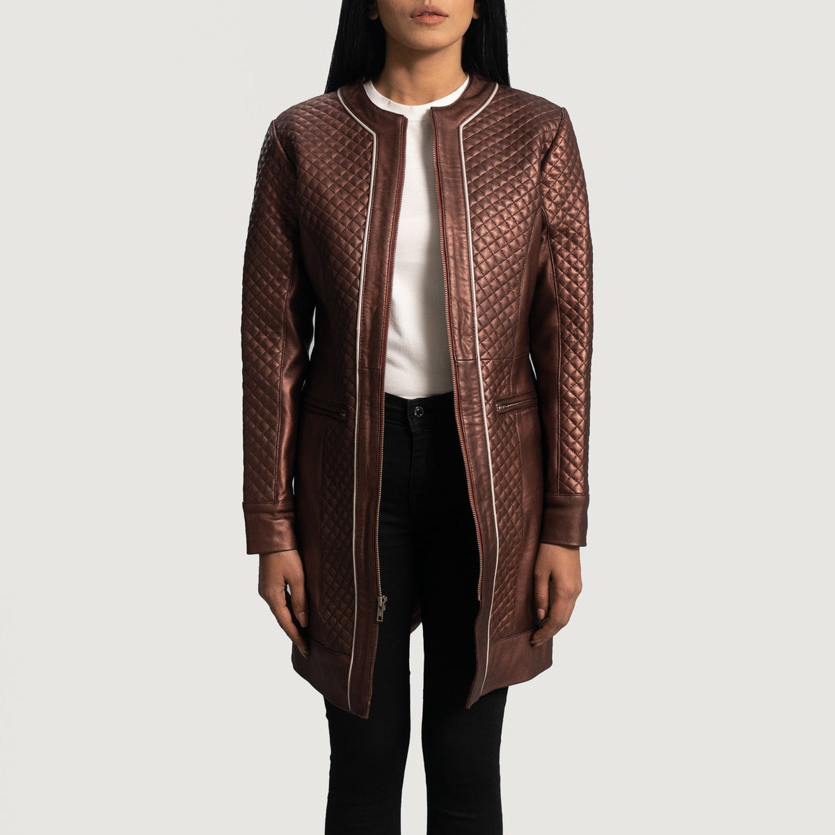 
Trudy Lane مبطن ومحاك عنابي معطف جلد فاخر نسائي in Maroon Sheepskin Leather - عرض أمامي وقَصّة مفصلة أنيقة | شراء أونلاين عبر المتجر الرسمي