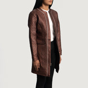 
Maroon Sheepskin leather Coat - عرض خلفي يوضح تفصيل الأكتاف المتقن والحاشية النظيفة