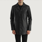 Men's Urban Slate أسود معطف جلد رجالي in Black Cowhide (Lt-071) Leather - Front Profile View &amp; Tailored Silhouette | Buy Online