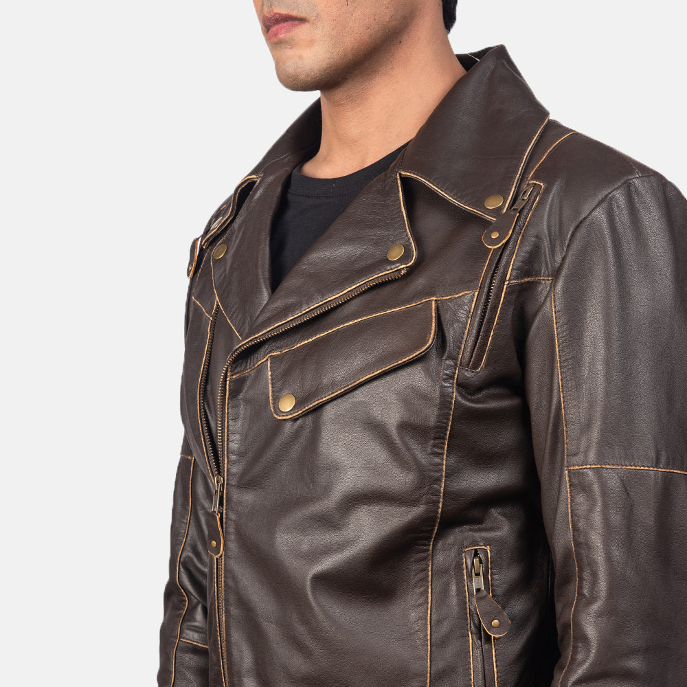 Vincent أسود جاكيت بايكر جلد رجالي – alternate product view 6