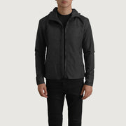 
Wesley أسود Hooded Windbreaker جاكيت جلد رجالي جلد بقر طبيعي أسود فاخر - عرض أمامي وقَصّة مفصلة أنيقة | شراء أونلاين عبر المتجر الرسمي