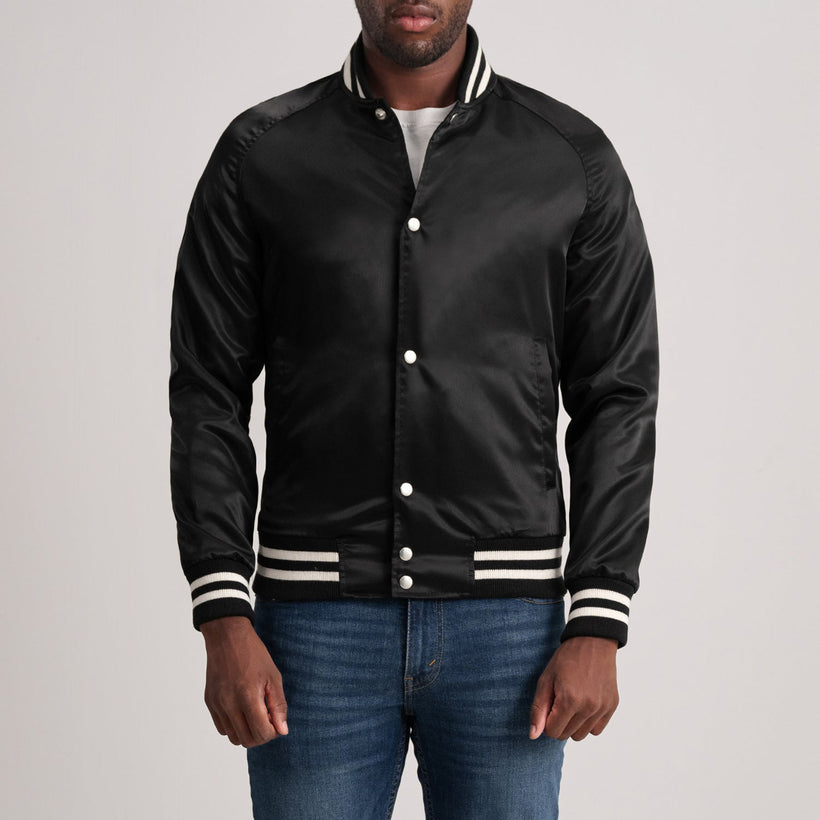 Xander أسود Varsity جاكيت جلد رجالي