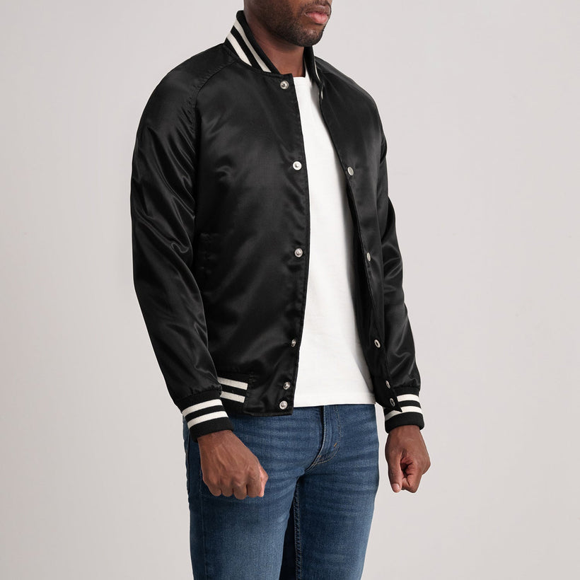 Xander أسود Varsity جاكيت جلد رجالي