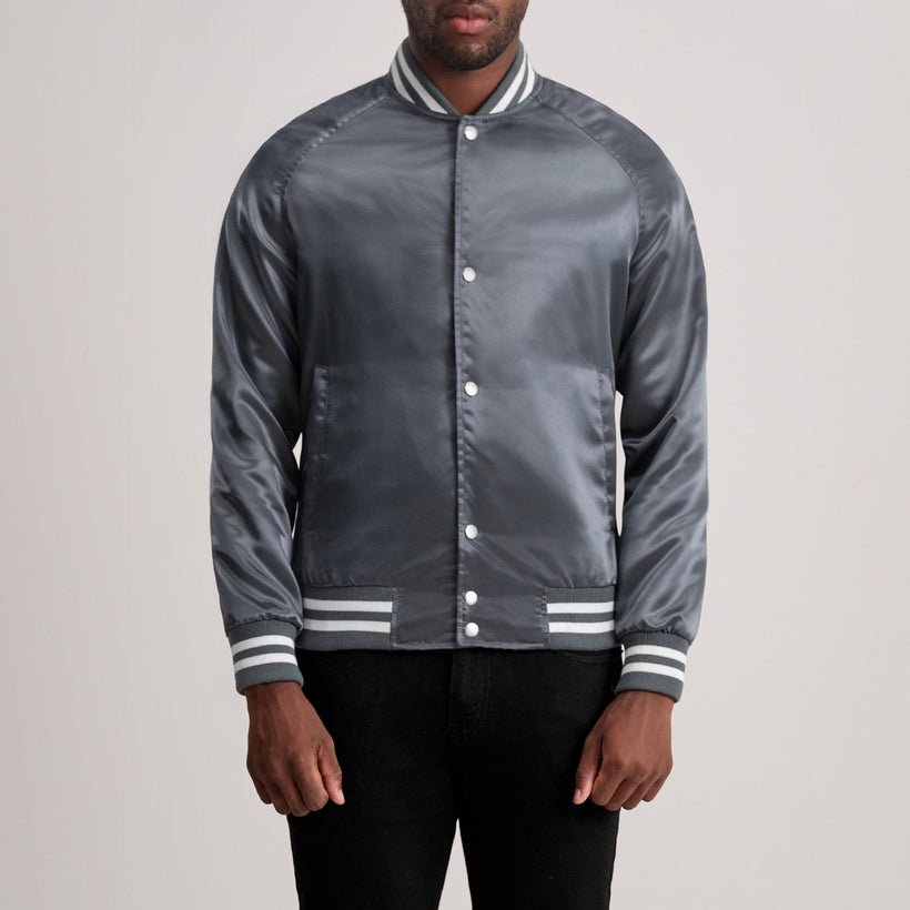 Xander Grey Varsity جاكيت جلد رجالي