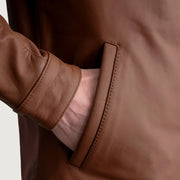Authentic Cowhide Leather with Aniline Finish Grain Texture &amp; Heavy-Duty Seam Stitching Detail