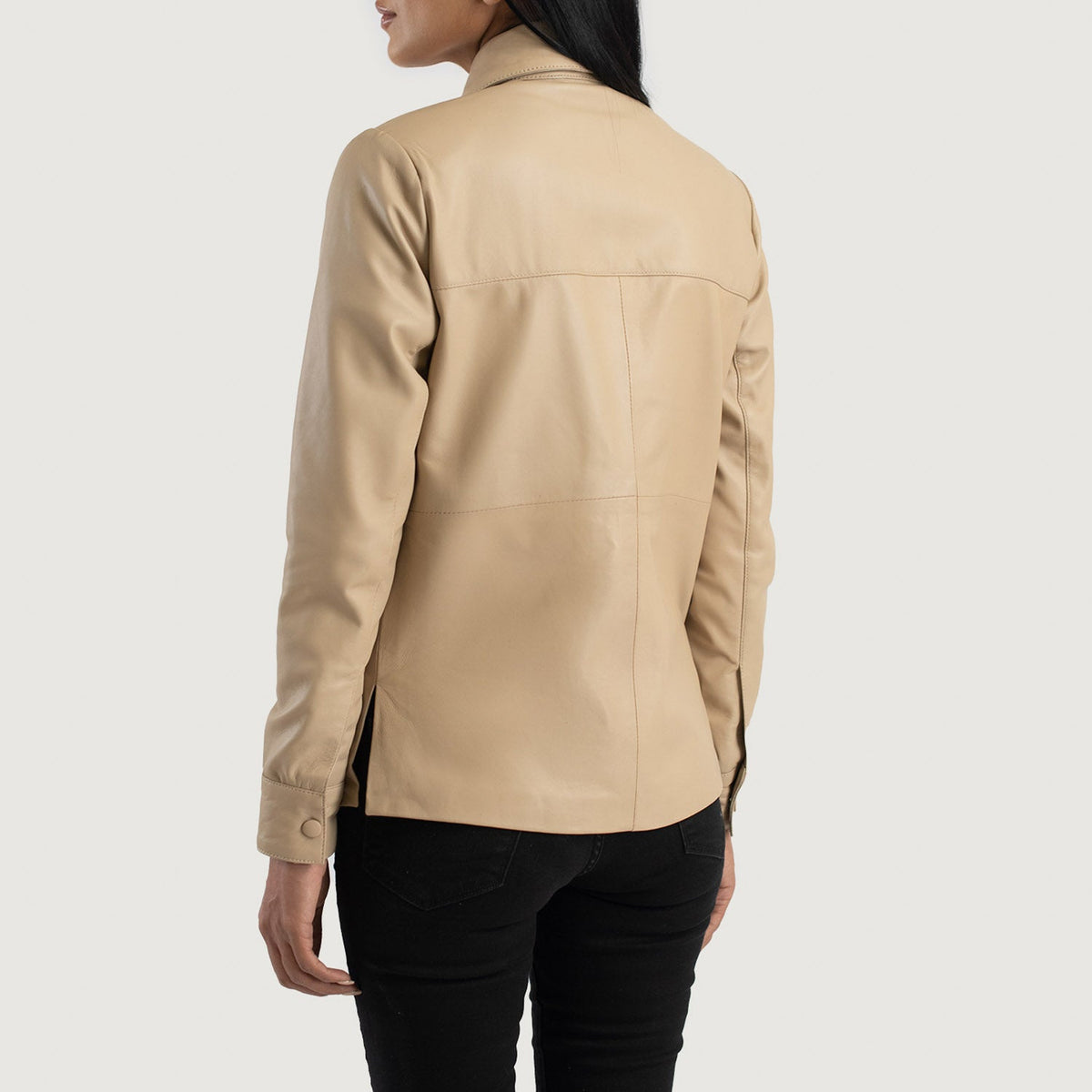 Authentic Sheepskin Leather with Semi-aniline Finish Grain Texture &amp; Heavy-Duty Seam Stitching Detail
